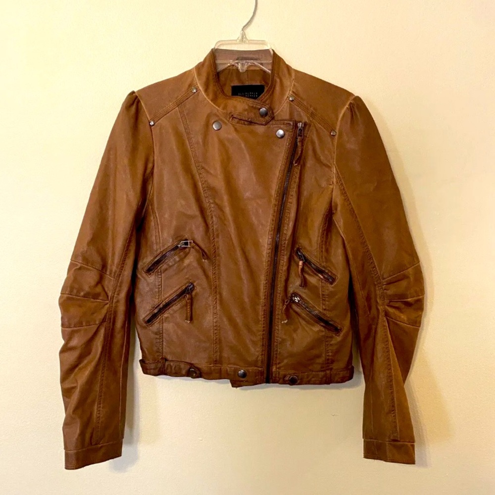 Blue Pepper Brown Faux Leather Jacket
